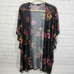 Ambiance Cover Kimono Women Plus 1X Floral Sheer Cottage Feminine Fairy Boho